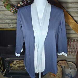Simply Noelle S/M 8/10 Top Two Tone Navy Blue and White Long Sleeve Cover (NWT)